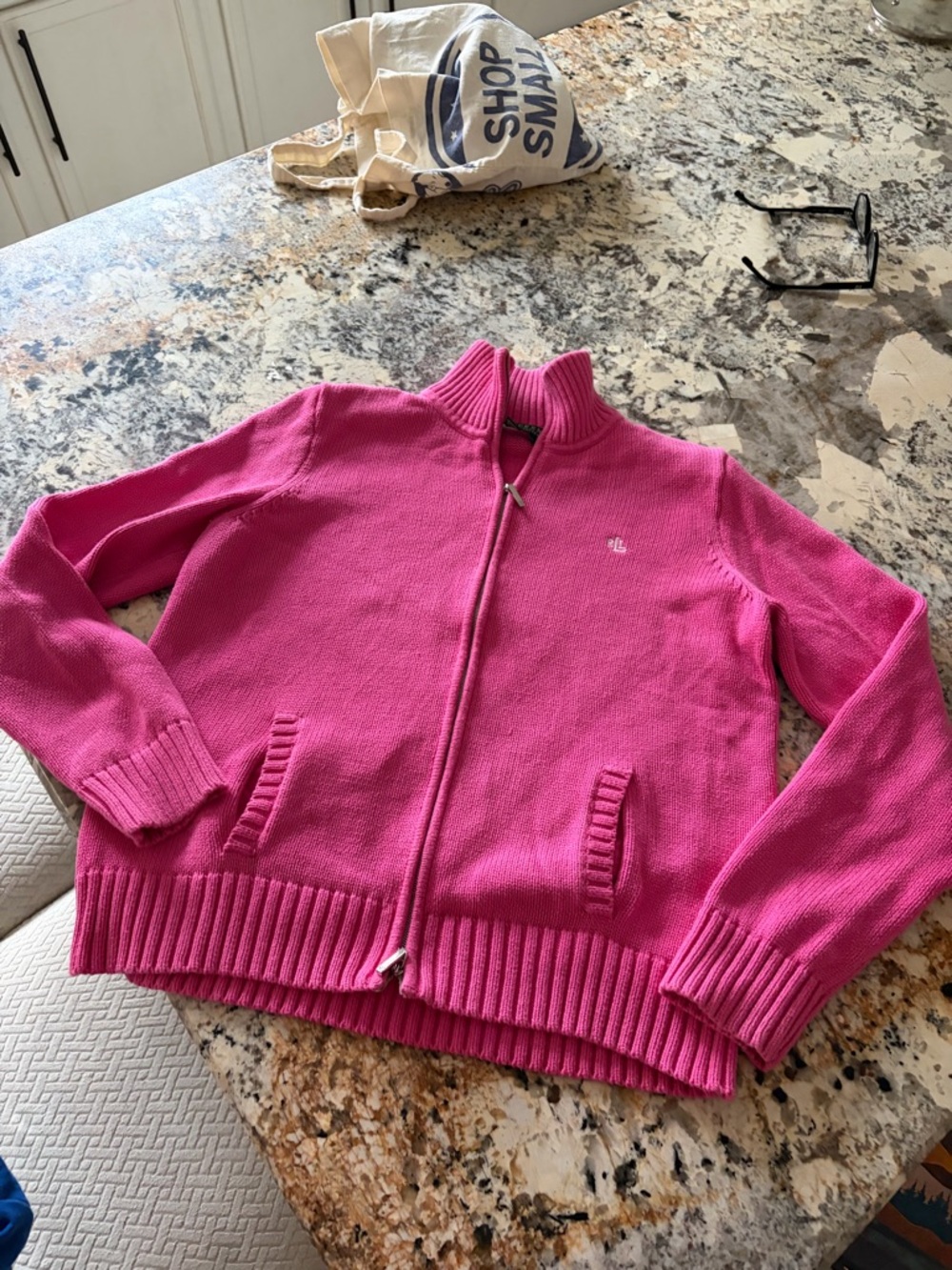 Hit Pink Full-Zip Knit Ralph Lauren sweater